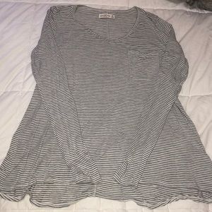 long cute white and grey striped long sleeve shirt